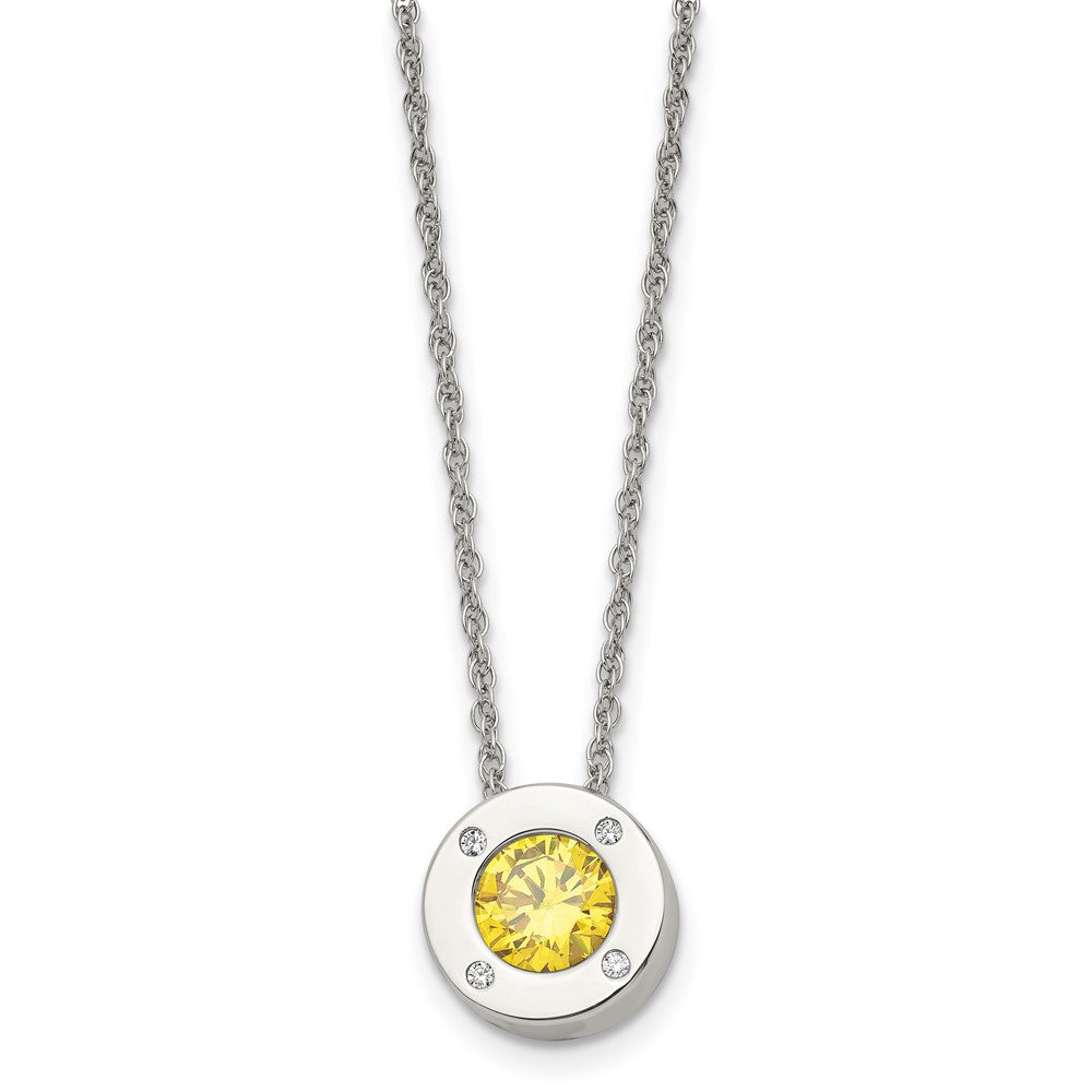 Stainless Steel Polished CZ November Birthstone 20in Necklace