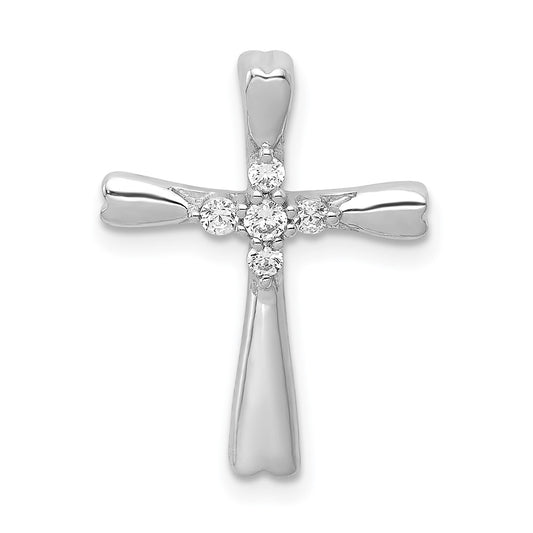 14k White Gold 1/10 carat Lab Grown Diamond VS/SI+ G+ Cross Chain Slide Pendant