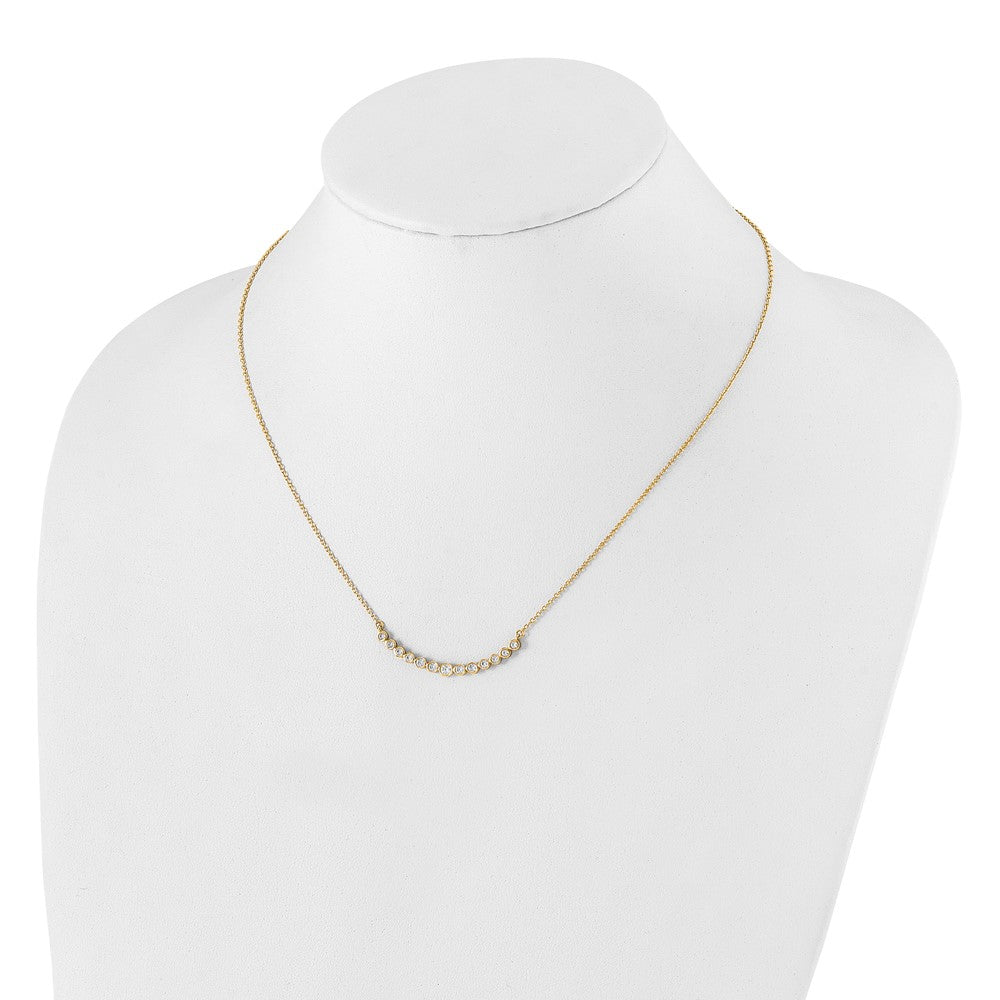 True Origin 14K 1/2 carat Lab Grown Diamond VS  D E F 18 inch Graduated Curved Bar Necklace
