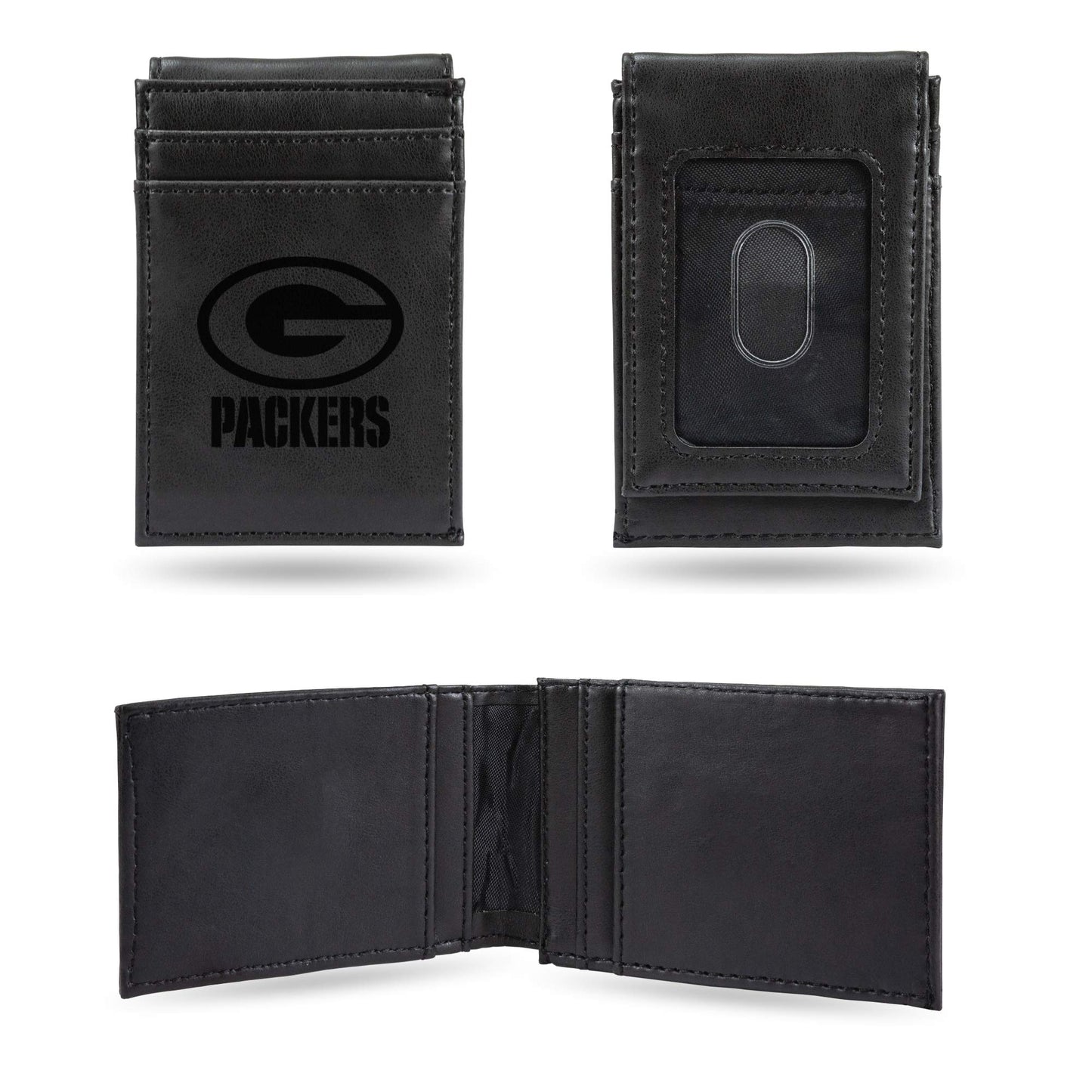 Packers Laser Engraved Black Front Pocket Wallet