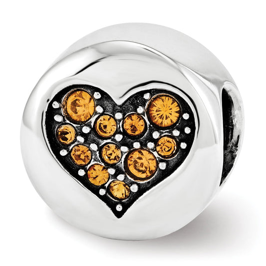 Sterling Silver Reflections Nov Yellow Crystal Balance Heart Bead