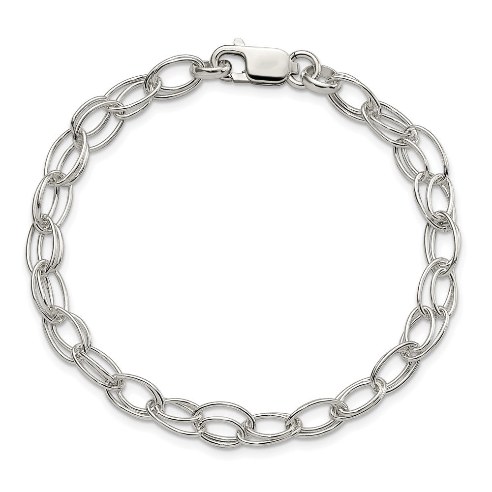 Sterling Silver 6mm Double Link Bracelet 7.5 inches