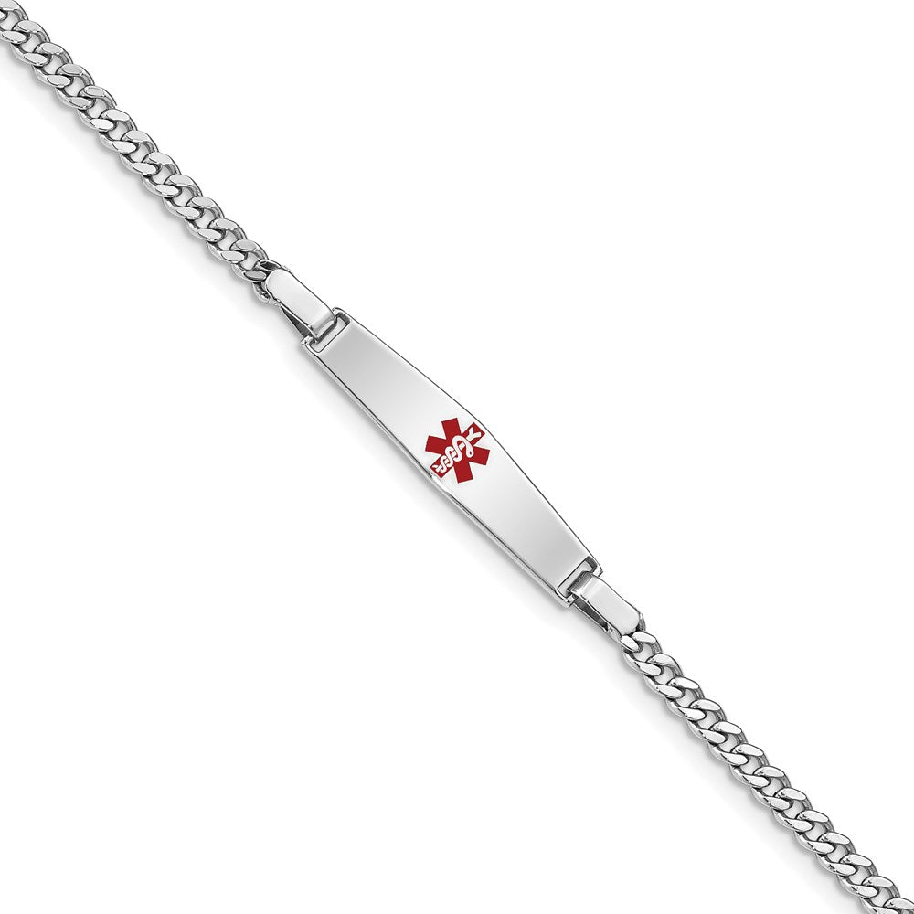 Sterling Silver Rhod-plated Children's Medical ID Curb Link Bracelet 6 inches