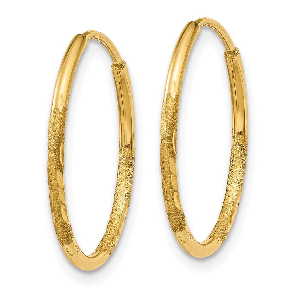 14K Gold 1.0mm Diamond-Cut Endless Hoop Earrings