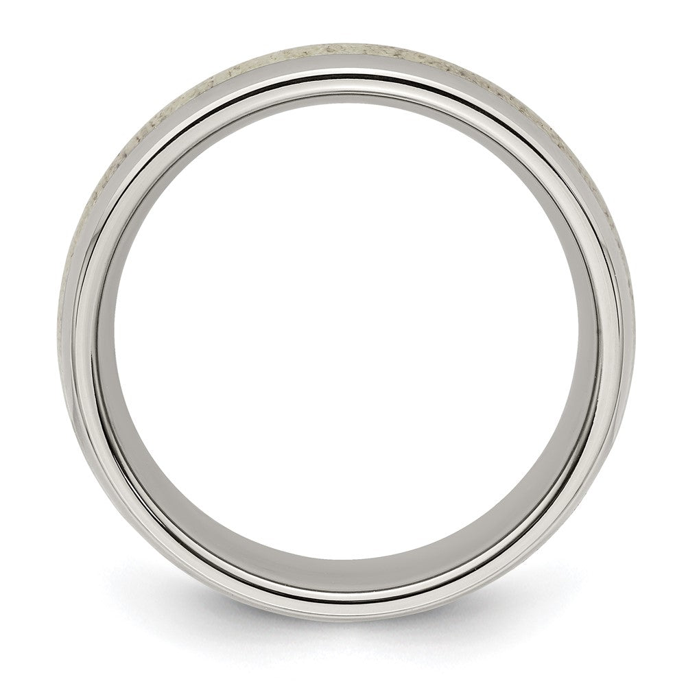 Stainless Steel Polished with Antler Inlay 8mm Band Size - 9