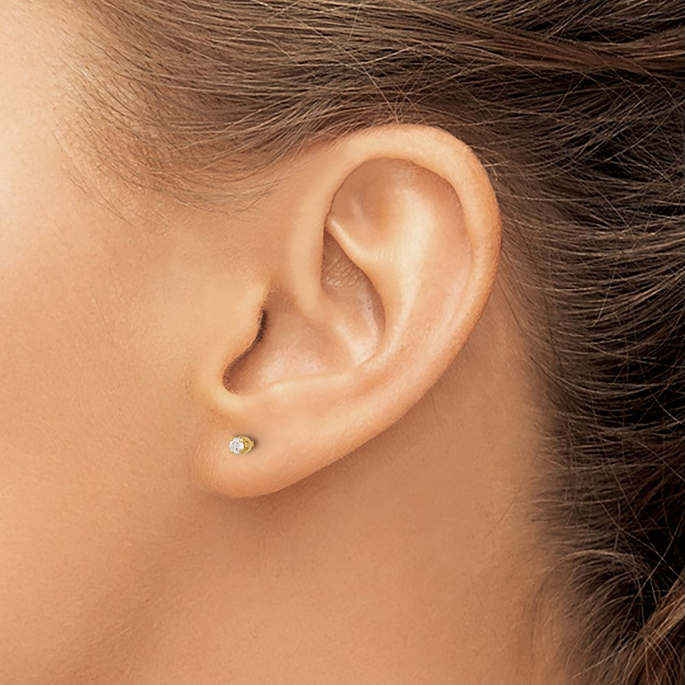 Inverness 14K Gold Polished 2.5mm .10ct Diamond Stud Post Piercing Earrings