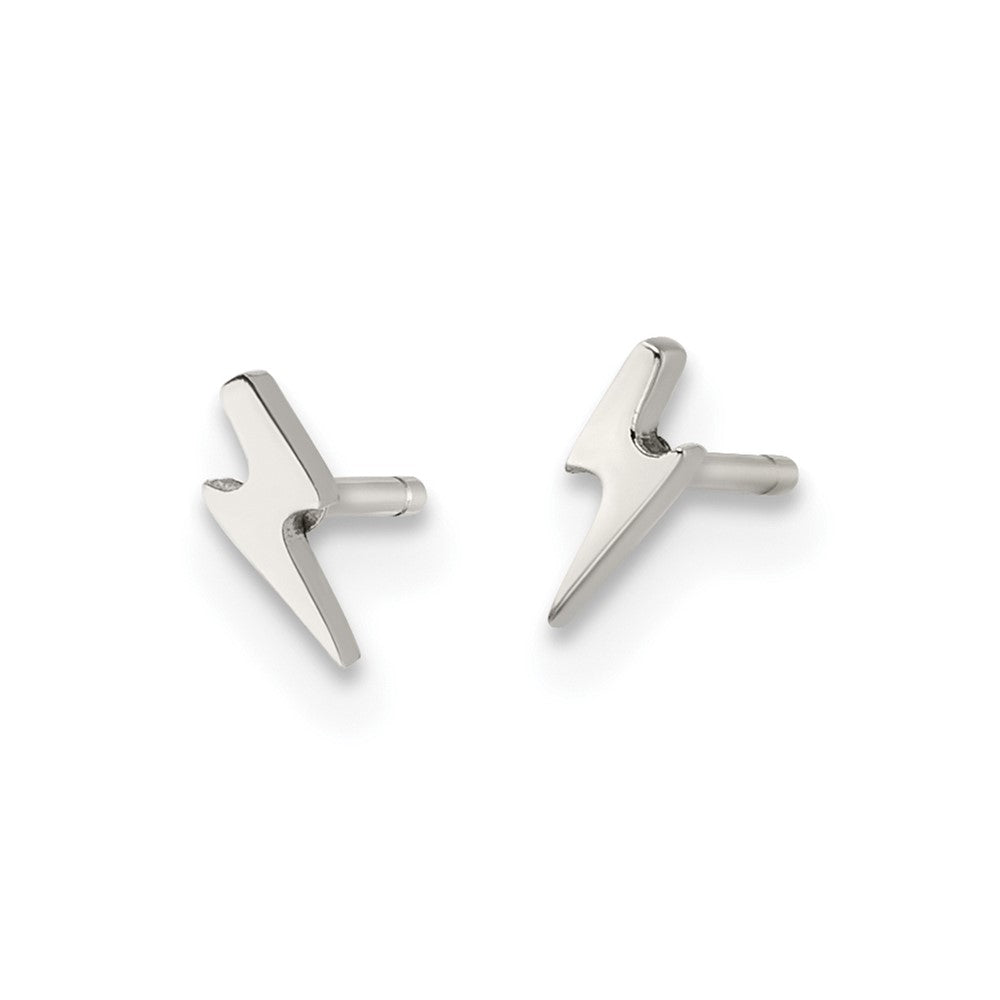 Stainless Steel Polished Lightning Bolt Post Earrings