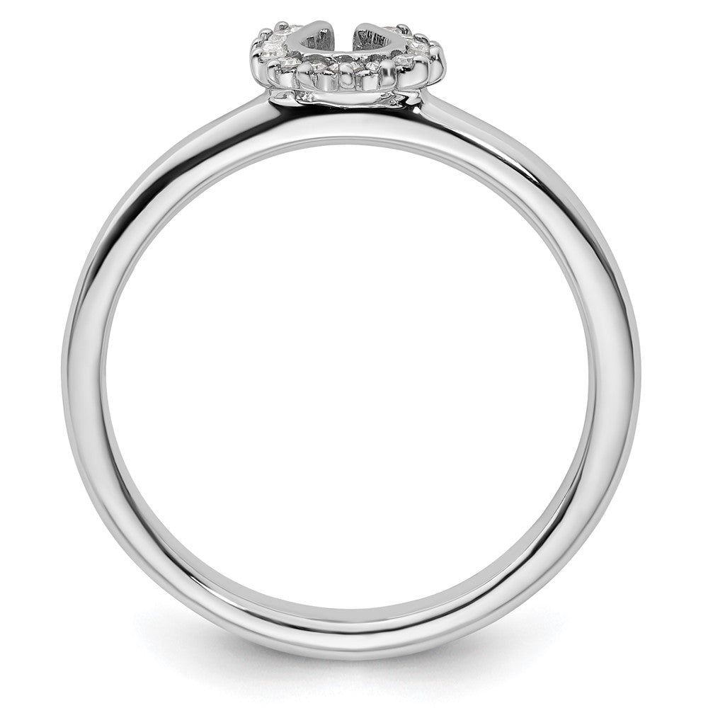 Sterling Silver Stackable Expressions Rhodium Dia. Horseshoe Ring Size -8