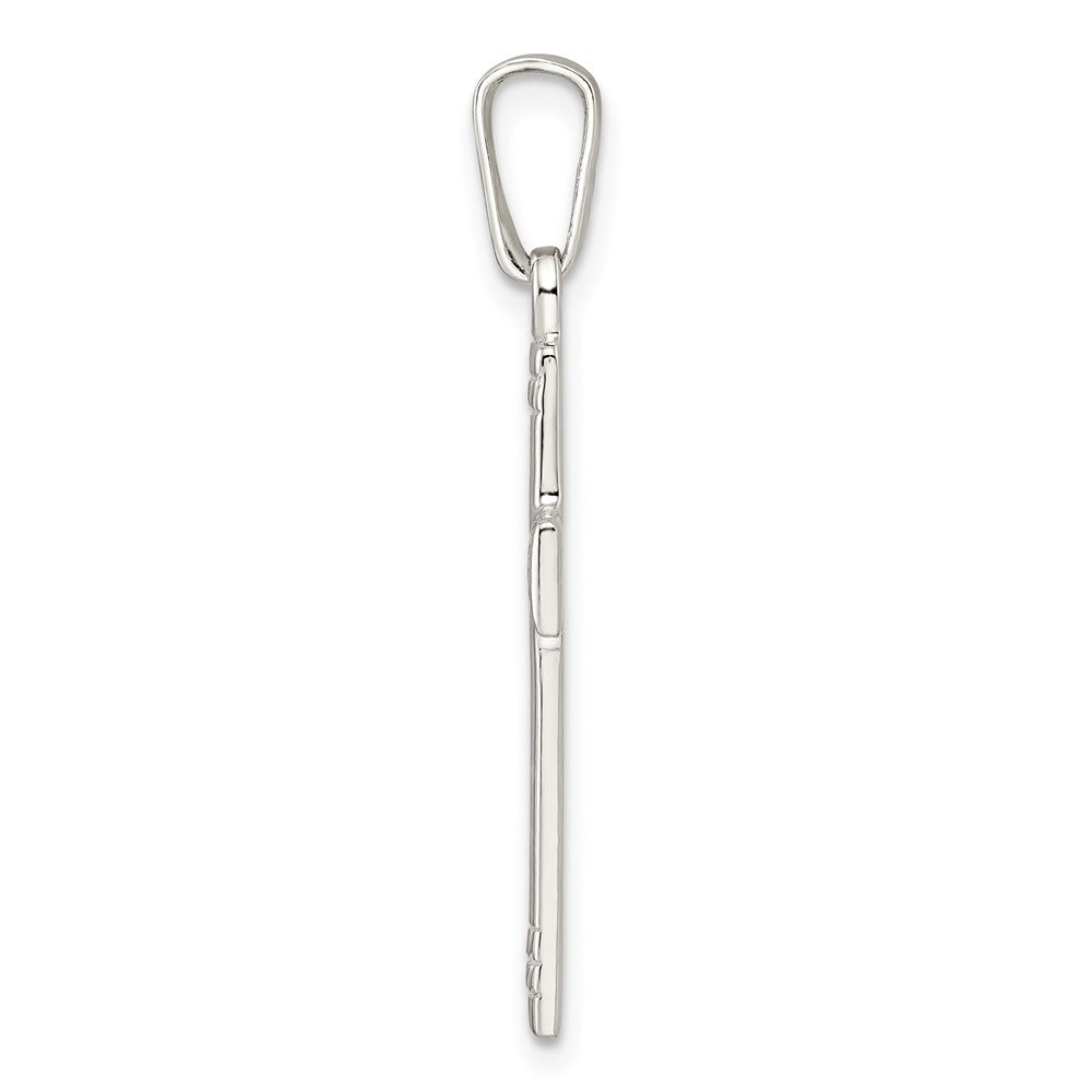 Sterling Silver Polished w/Rope Ends Latin Cross Pendant