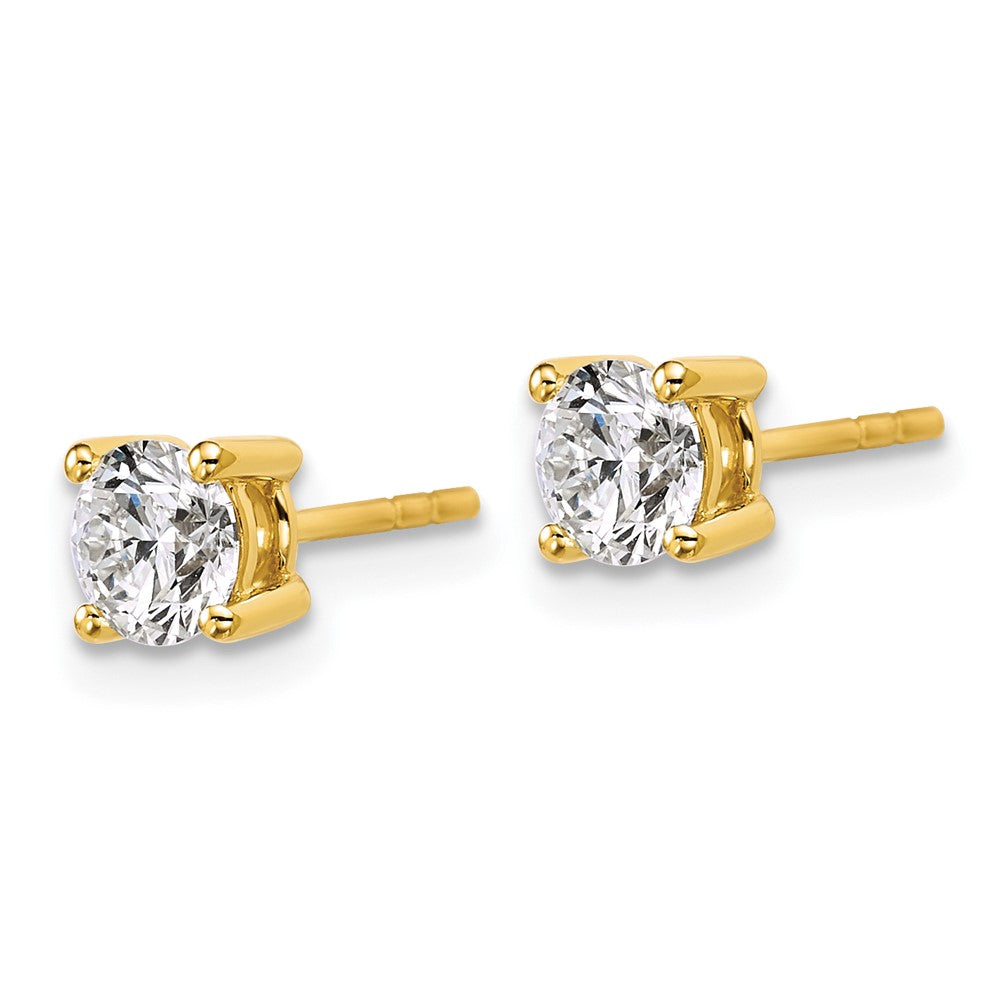 14k Yellow Gold 1 ctw Certified Lab Grown Diamond VS/SI+ G+ Round 4 Prong Heavy Wt. Stud Earrings