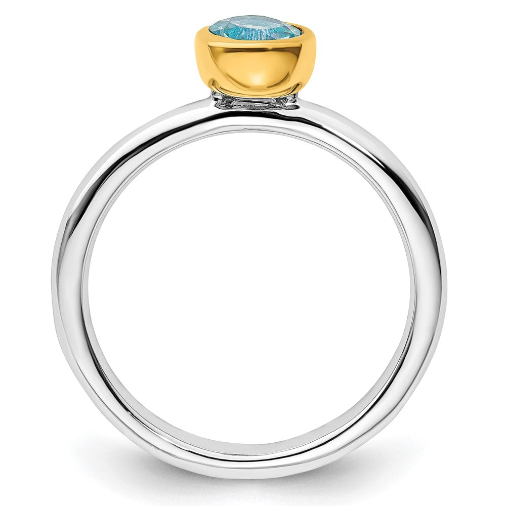 Sterling Silver Stackable Expressions w/Gold-plated Blue Topaz Ring Size -8