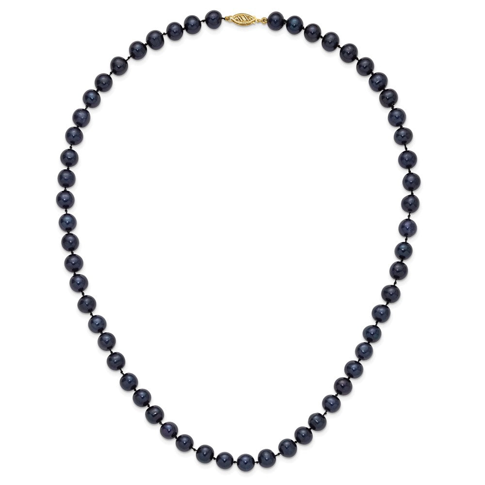 14k 8-9mm Black Near-Round Freshwater Cultured Pearl 20 inch Necklace