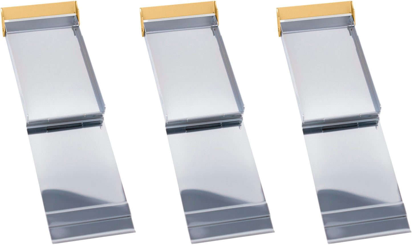 Set of 3 Brushed Metal Business Card Case Holders With Bar Closure Mechanism (Vertical, Silver Gold)