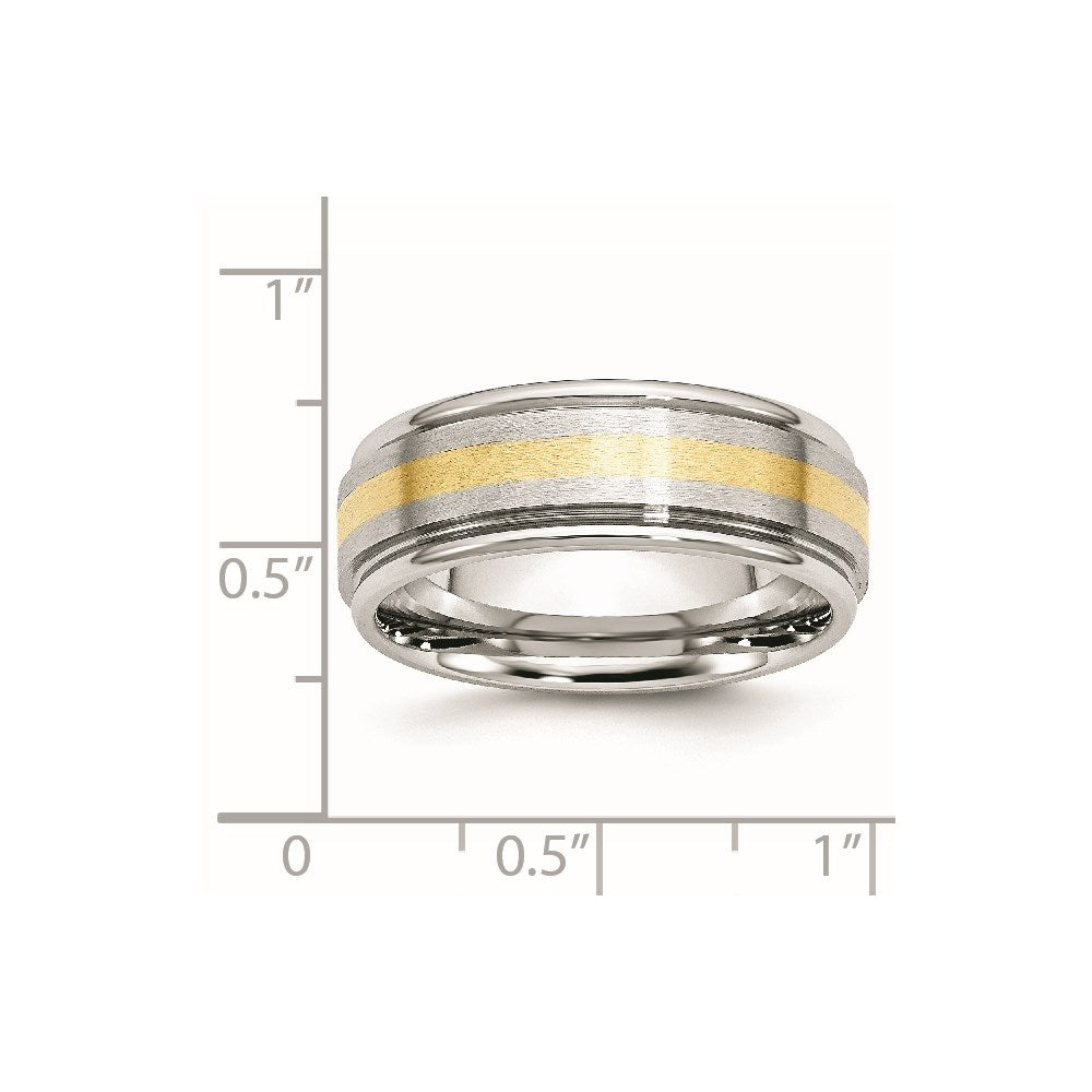 Cobalt 14k Gold Inlay Satin and Polished 8mm Band Size - 10