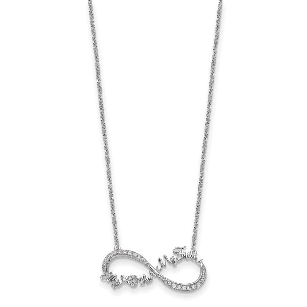 Sentimental Expressions Sterling Silver Rhodium-plated CZ My Mother My Friend 18in Necklace 18 Inches