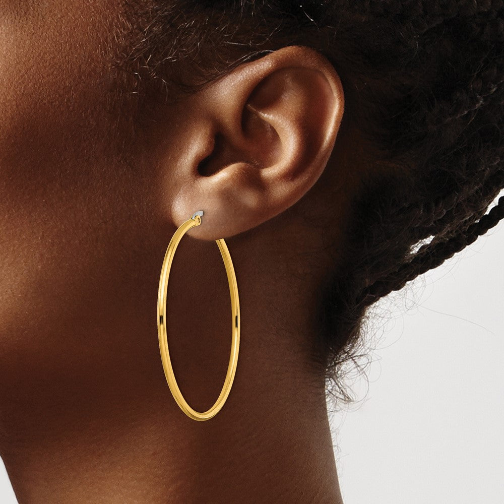 Stainless Steel Polished Yellow IP-plated 48mm Diameter Hoop Earrings