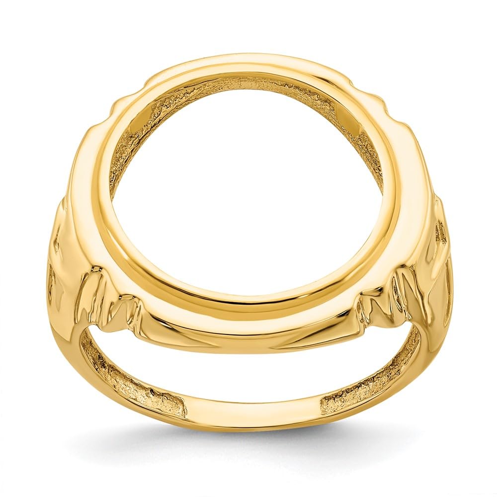 Wideband Distinguished Coin Jewelry 14k Men's Polished with Cross Sides 16.5mm Coin Bezel Ring