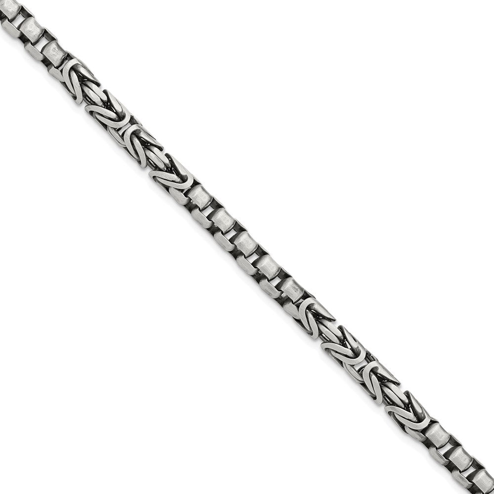 Sterling Silver Mens Antiqued Brush Byzantine/Box Link Bracelet 8.5 inches