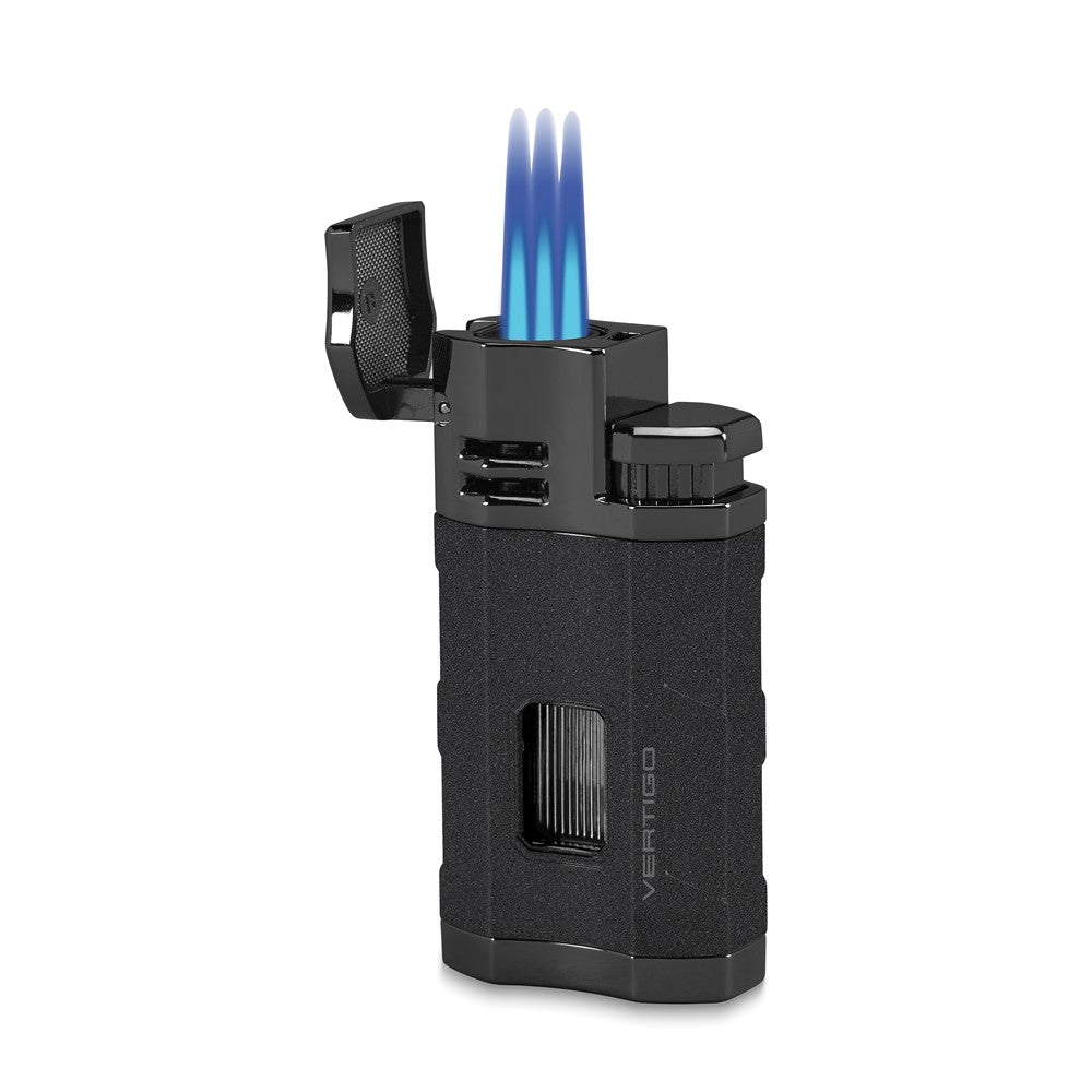 Vertigo Envoy Black Triple Torch Flame with Fold Out Punch Cigar Rest