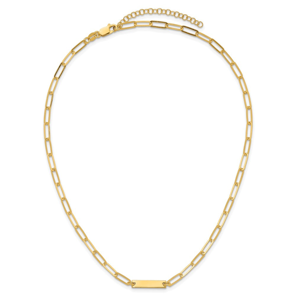 Sterling Silver Gold-plated Polished Bar Necklace w/ 2in ext. Necklace 17 Inches