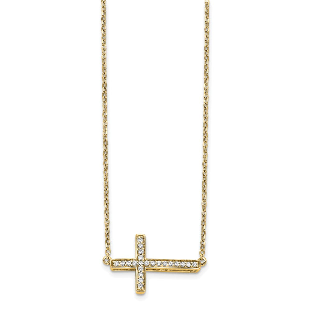 14k Diamond Sideways Cross 18in Necklace