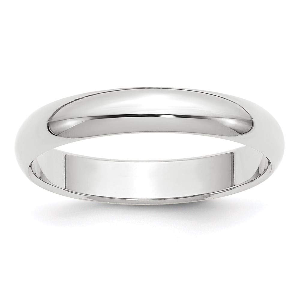 10k White Gold 4mm Half Round Wedding Band Size 7.5