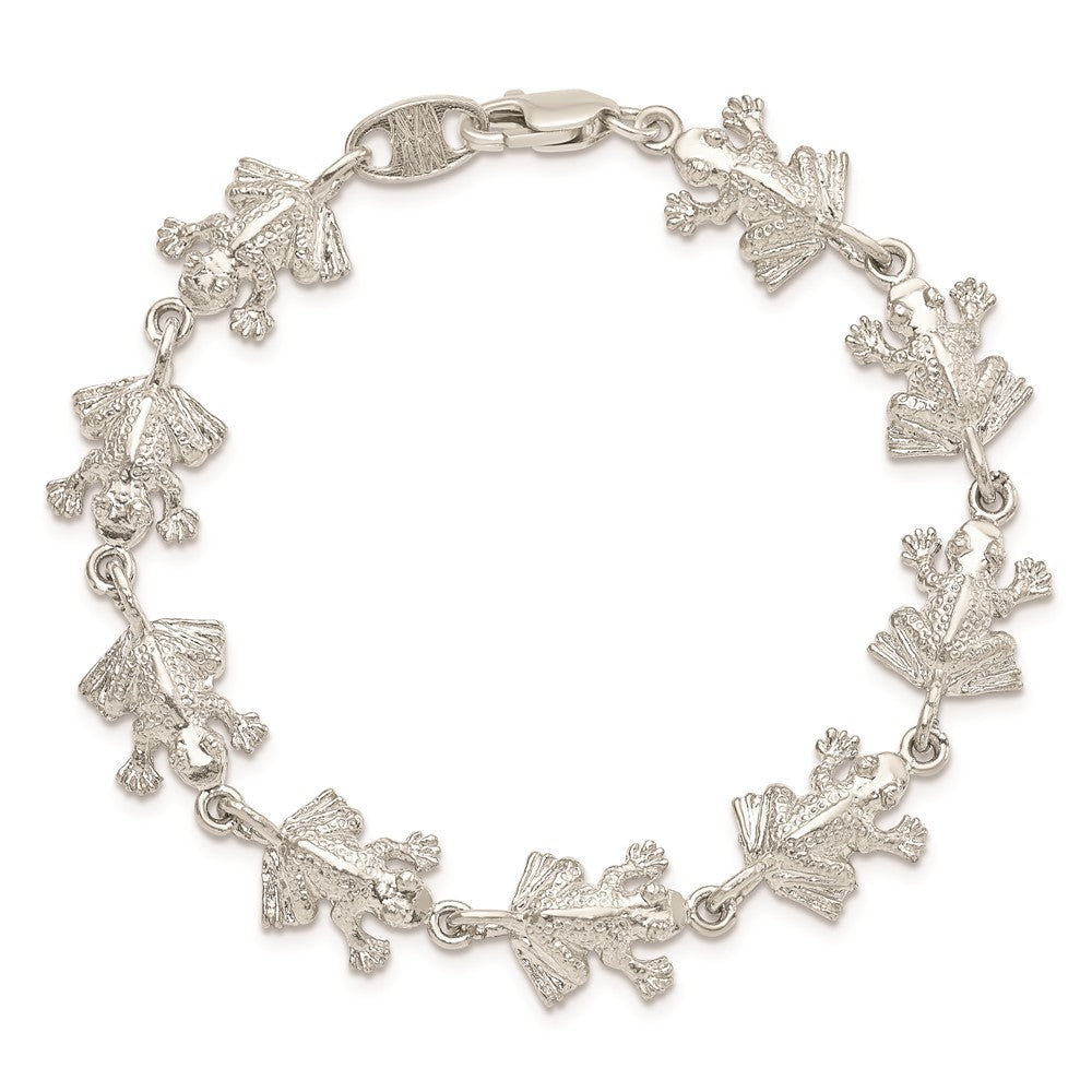 Sterling Silver Frogs Bracelet 7 inches