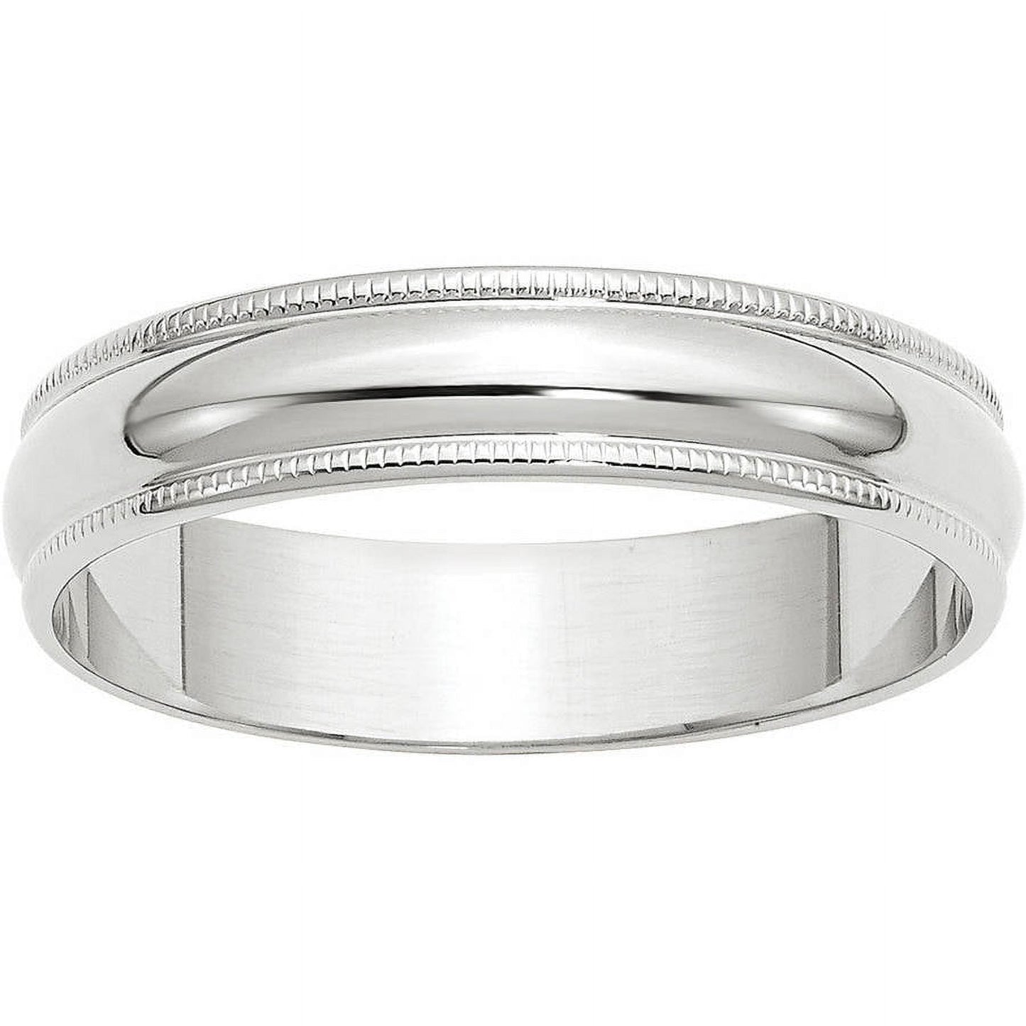 Primal Gold 10 Karat White Gold 5mm Lightweight Milgrain Half Round Band Size 5.5
