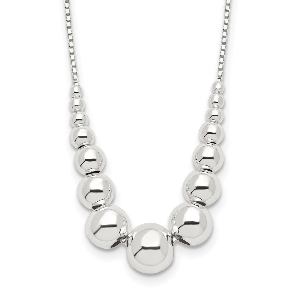 Sterling Silver Graduated Beads Necklace 18 Inches