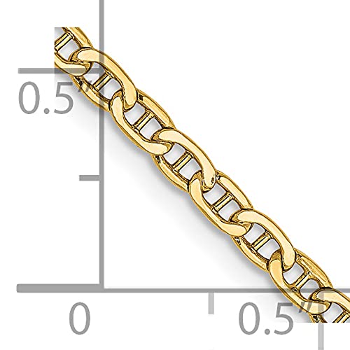 14K 10 inch 2.4mm Semi-Solid Anchor with Spring Ring Clasp Anklet