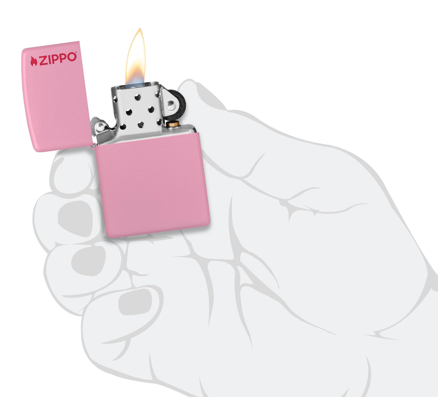 Zippo Pink Matte Logo Pocket Lighter