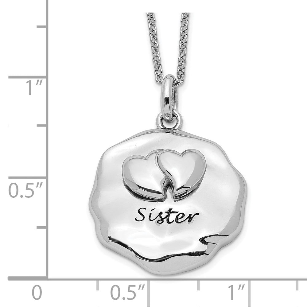 Sentimental Expressions Sterling Silver Rhodium-plated Antiqued For You My Sister 18in. Necklace 18 Inches