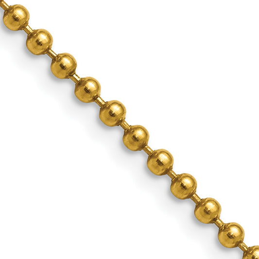 Stainless Steel Polished Yellow IP-plated 3mm 20in Ball Chain