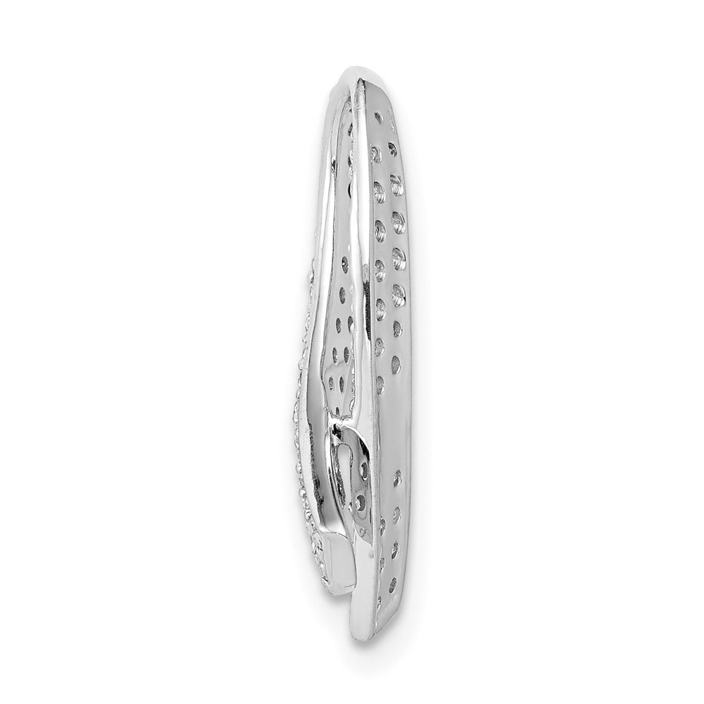 14k White Gold 1/3 carat Lab Grown Diamond VS/SI+ G+ Awareness Ribbon Chain Slide Pendant