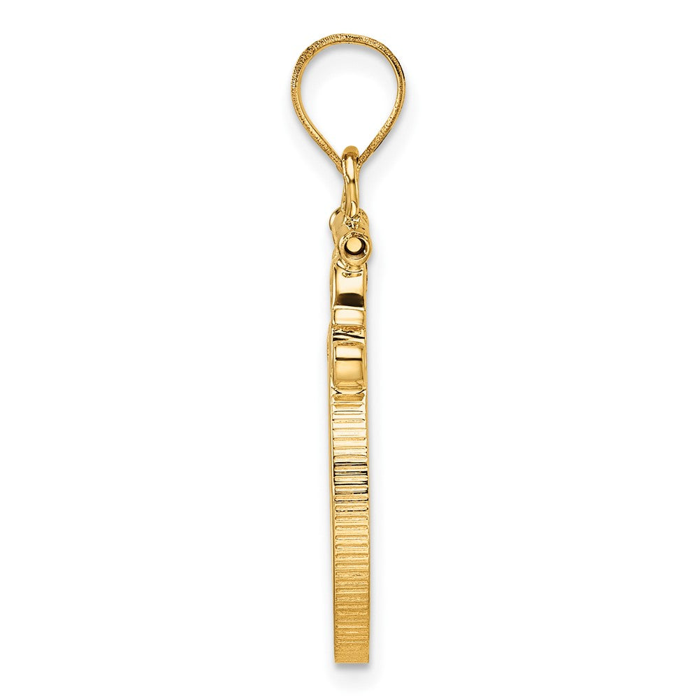 Wideband Distinguished Coin Jewelry 14k Polished French Scroll 16.5mm x 1.35mm Screw Top Coin Bezel Pendant