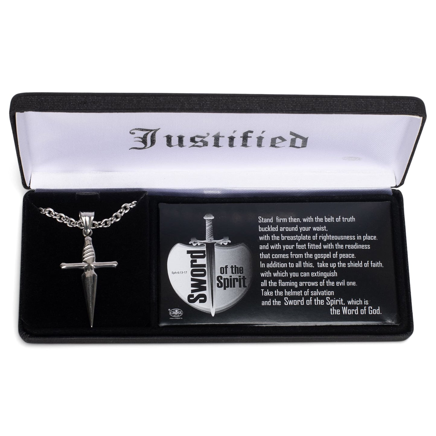 Stainless Steel Sword of the Spirit 18 inch Necklace