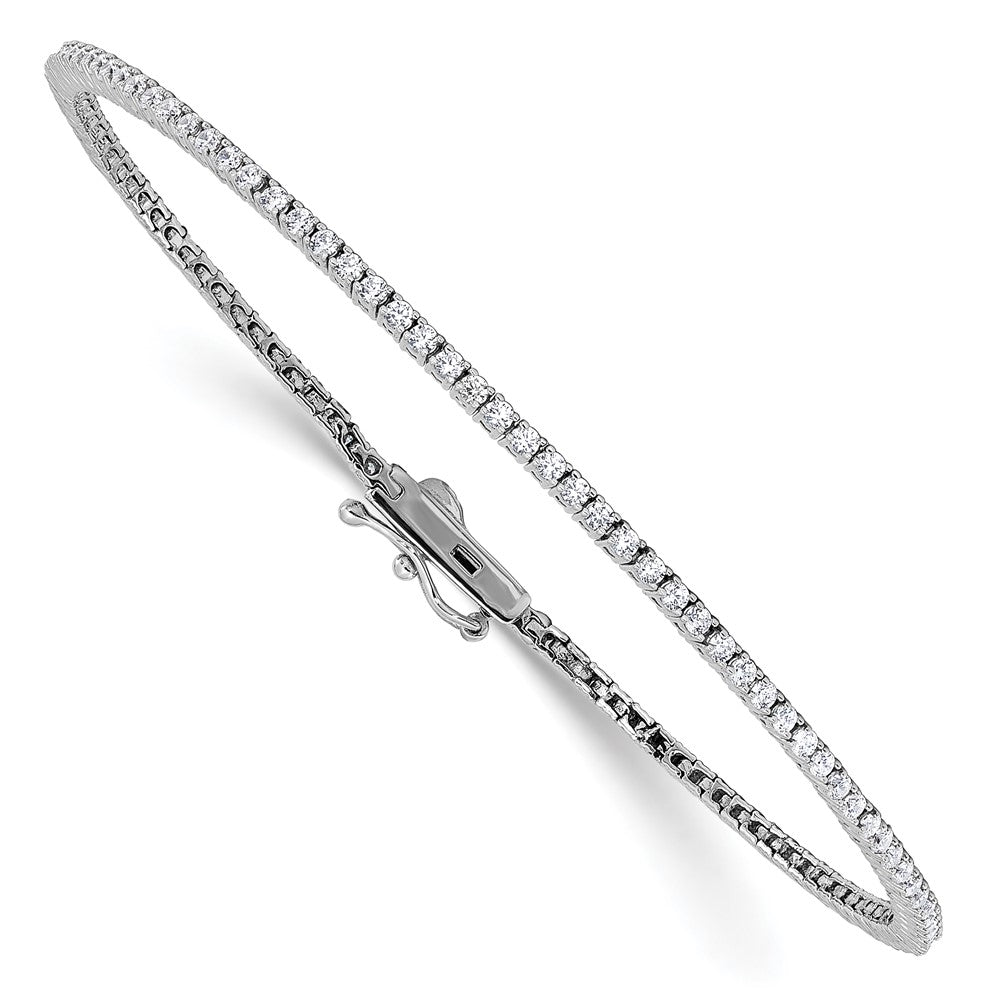 Sterling Shimmer Sterling Silver Rhodium-plated 1.5mm CZ 95 Stone 7 inch Bracelet 7 inches