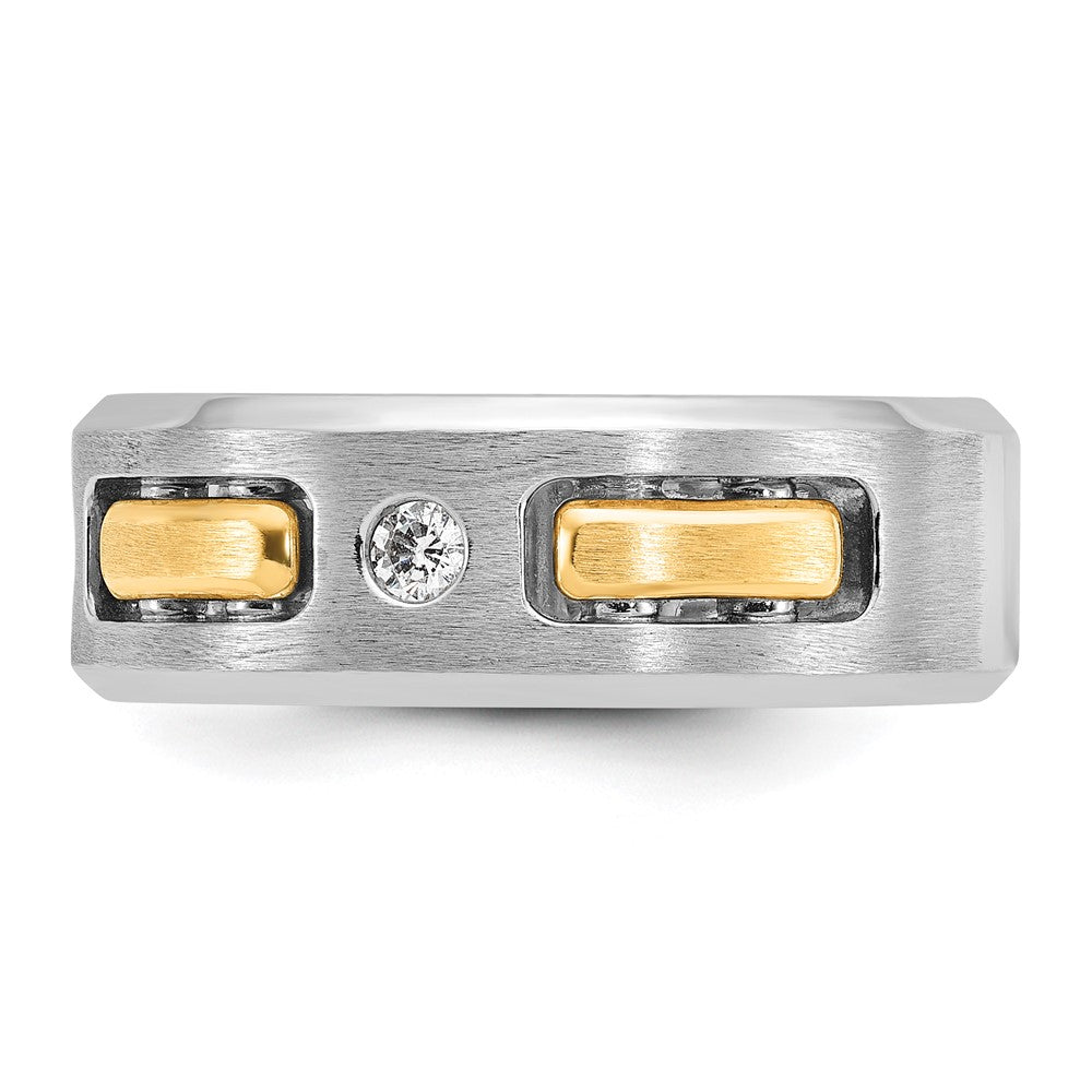 IBGoodman 14k Two-tone 1/6 carat Lab Grown Diamond VS/SI+ G+ Polished and Satin Cut-Out Three Stone Complete Men's Ring