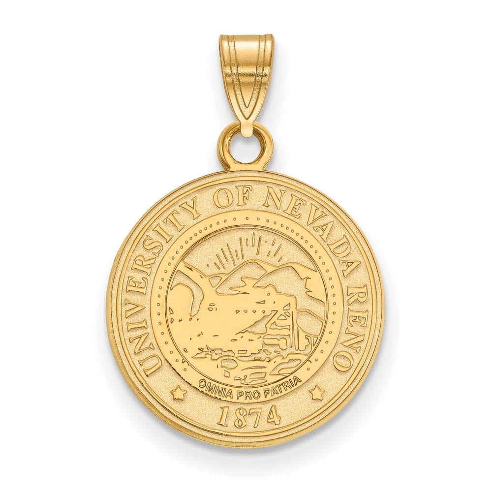 14k Gold Plated Silver U. of Nevada Medium Crest Pendant