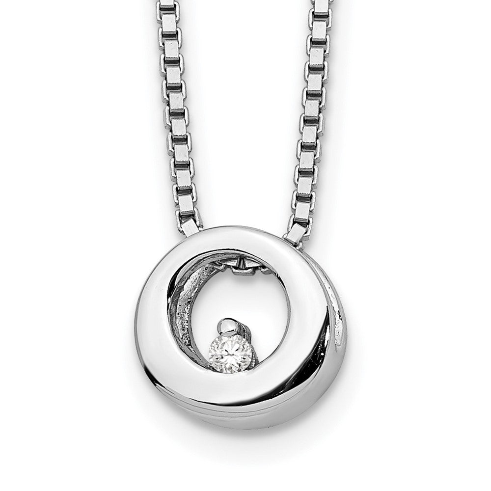 White Ice Sterling Silver Rhodium-plated 18 Inch Diamond Open Circle Necklace with 2 Inch Extender 18 Inches