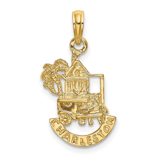 14K CHARLESTON SCENE w/ Horse, Cart, and House Charm