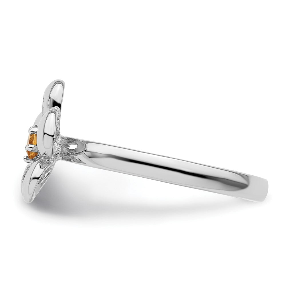 Sterling Silver Stackable Expressions Polished Citrine Flower Ring Size -5