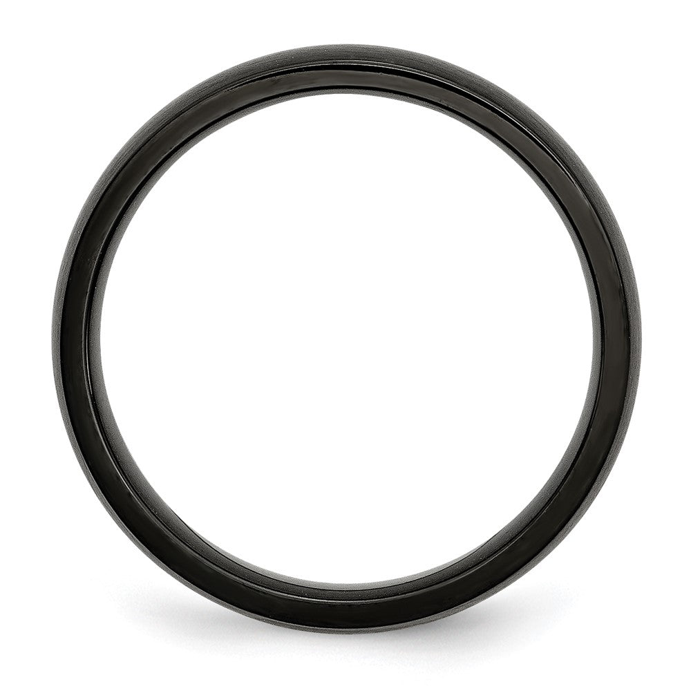 Stainless Steel 5mm Black IP-plated Brushed Band Size - 11.5