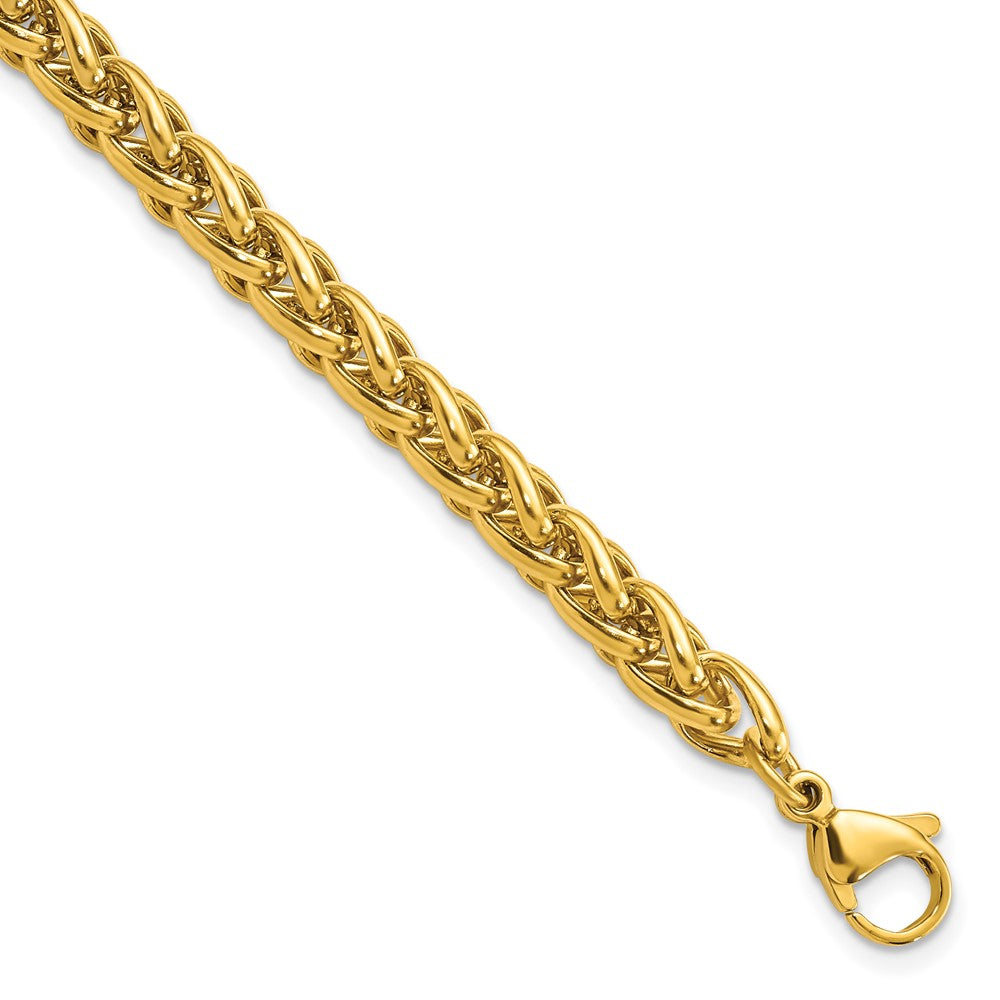 Stainless Steel Polished Yellow IP 8.5in Spiga 6mm Chain Bracelet 8.5 inches