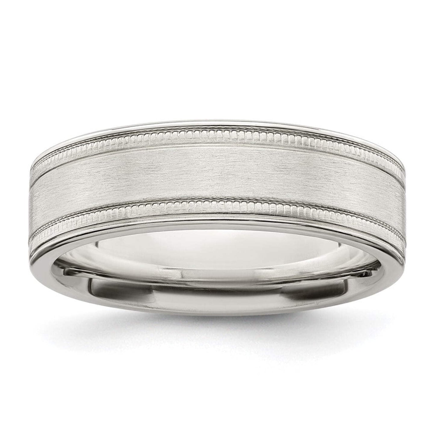 925 Sterling Silver Milgrain Flat Band 6mm Brushed Fancy Band Ring Size 13 Ring for Women and Men