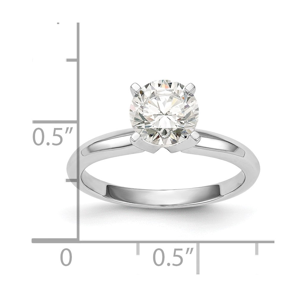 14k White Gold 3/4 carat Lightweight Knife Edge/Half-Round 4-Prong Round Solitaire Ring Mounting