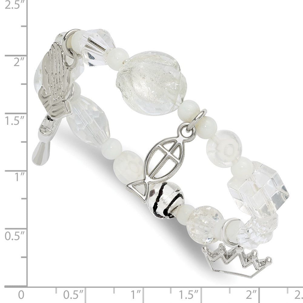 Silver-tone Stories of Faith Communion Story Stretch Bracelet