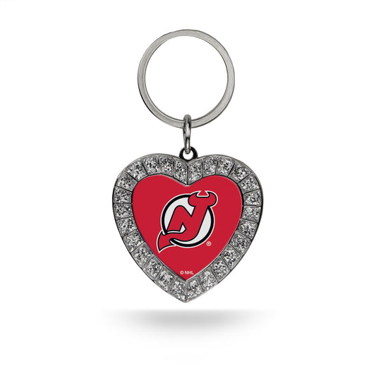 DEVILS RHINESTONE HEART KEYCHAIN