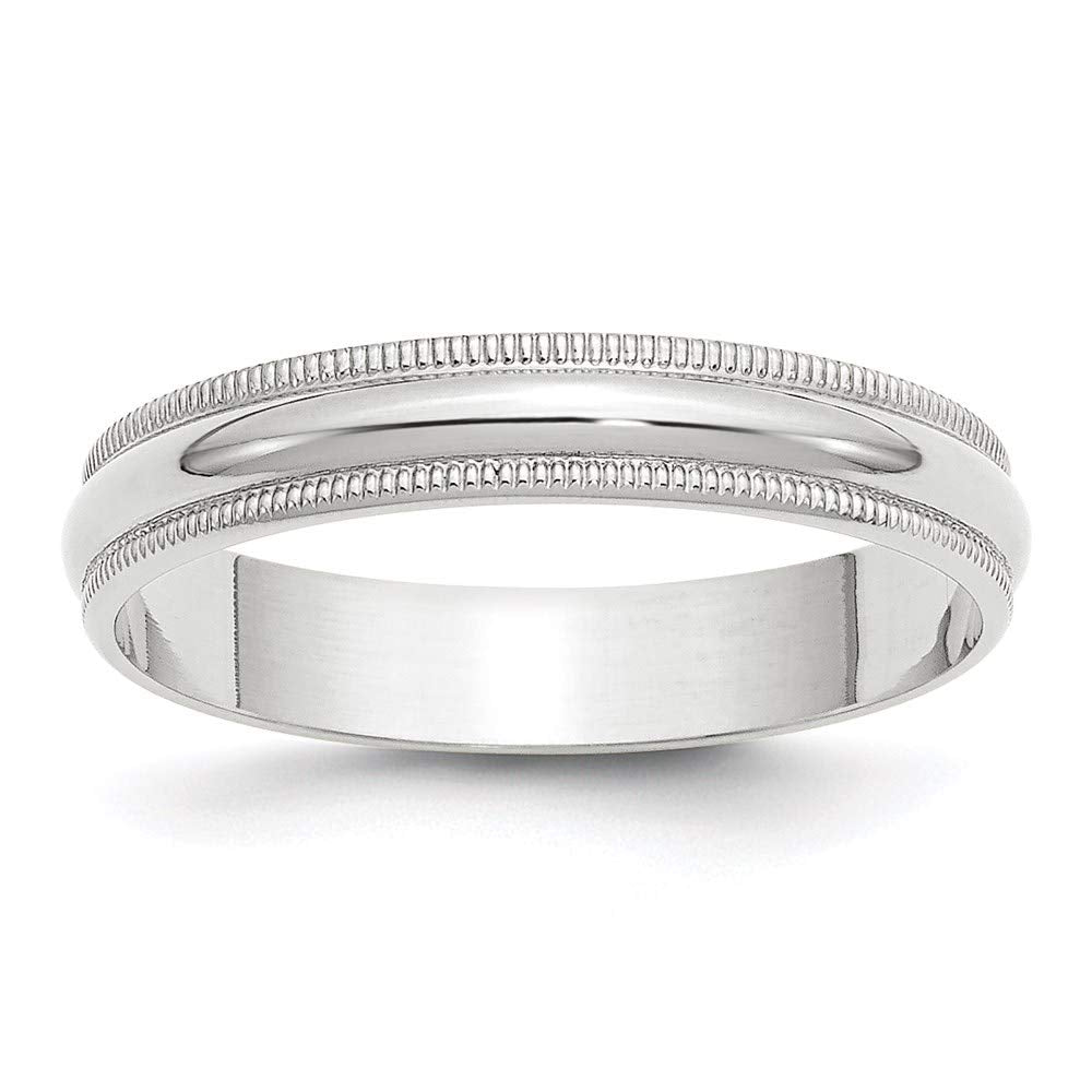 10k White Gold 4mm Lightweight Milgrain Half Round Wedding Band Size 11.5 1WML040