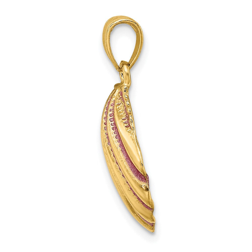 14K Pink Enamel Scallop Shell Charm